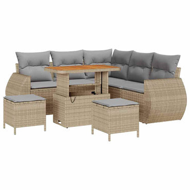 vidaXL Salon de jardin 8 pcs Beige Résine tressée