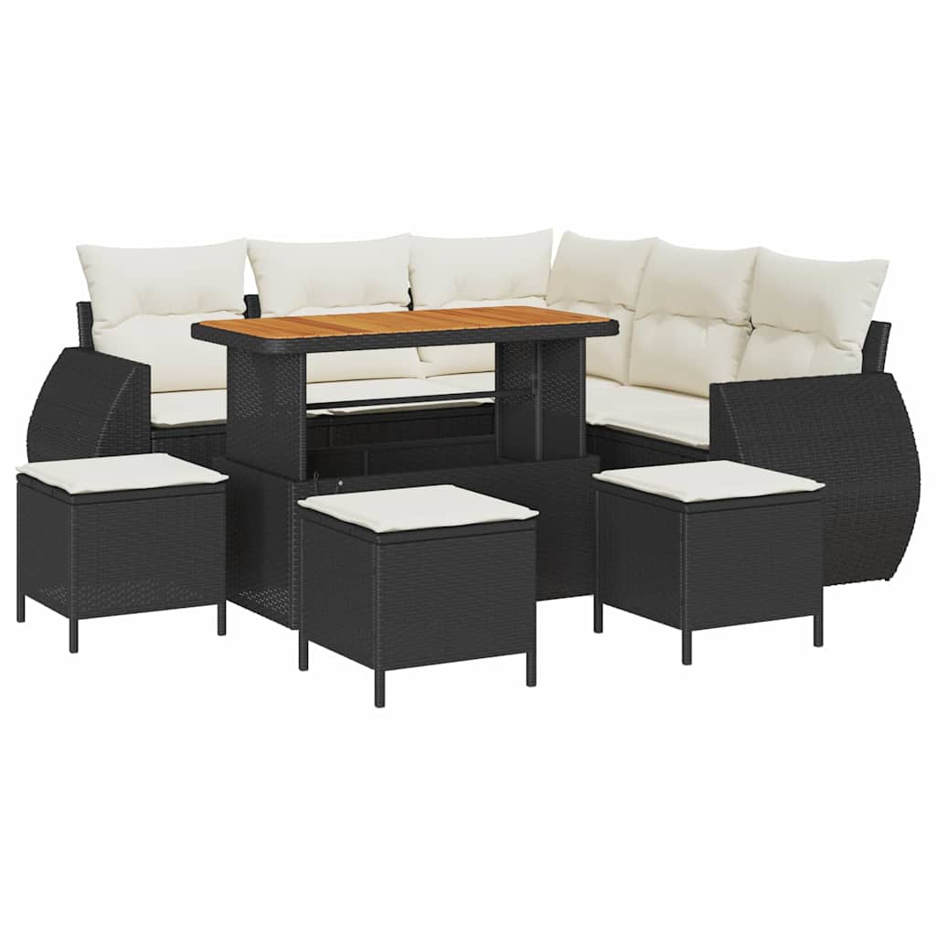 vidaXL Gartensofa-set 9 pcs Schwarz Poly-Rattan