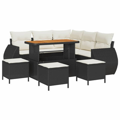 vidaXL Gartensofa-set 9 pcs Schwarz Poly-Rattan