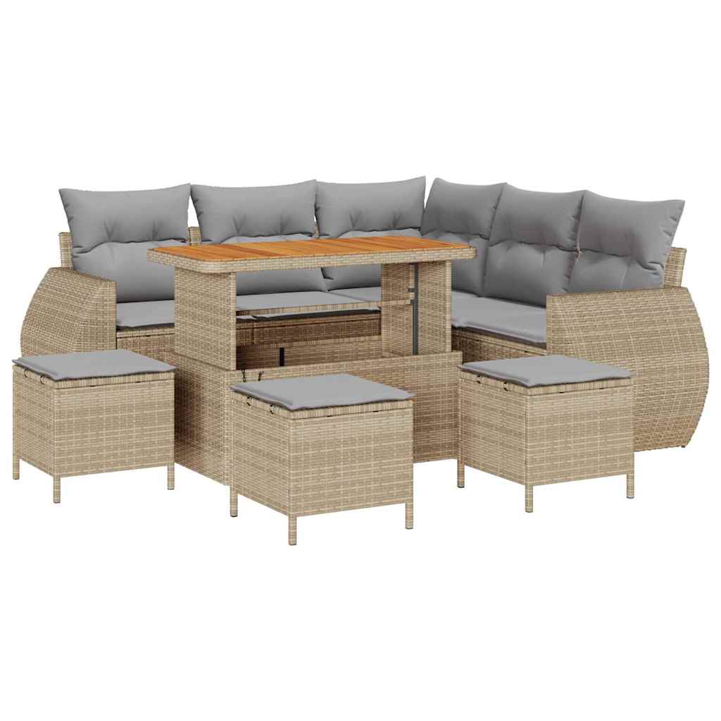 Gartensofa-set 9 pcs Beige Poly-Rattan