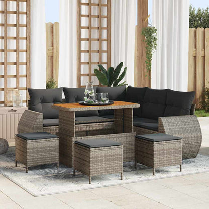 Gartensofa-set 9 pcs Grau Poly-Rattan