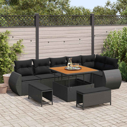 vidaXL Salon de jardin 9 pcs Résine tressée Noir