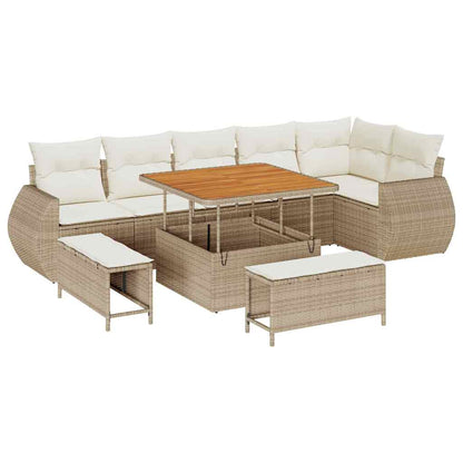 vidaXL Ensemble de canapés de jardin 9 pcs Beige Poly rotin