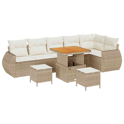 Gartensofa-set 9 pcs Beige Poly-Rattan