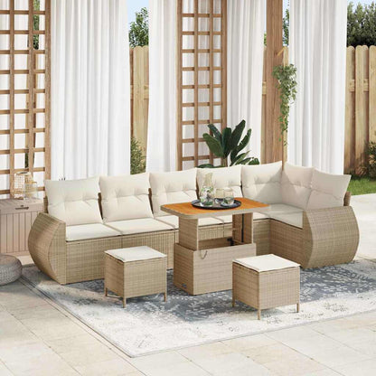 Gartensofa-set 9 pcs Beige Poly-Rattan