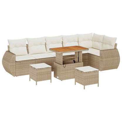 Gartensofa-set 9 pcs Beige Poly-Rattan