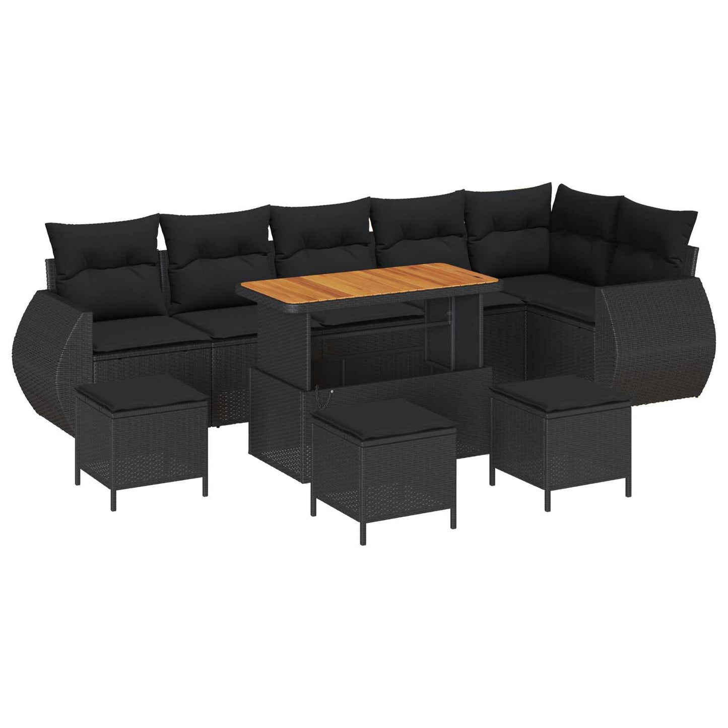 Gartensofa-set 10 pcs Schwarz Poly-Rattan