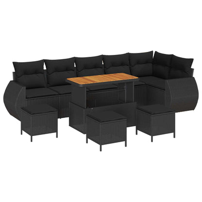 Gartensofa-set 10 pcs Schwarz Poly-Rattan