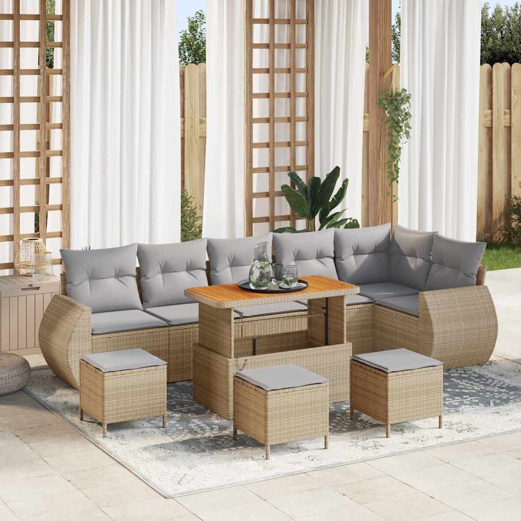 Gartensofa-set 10 pcs Beige Poly-Rattan
