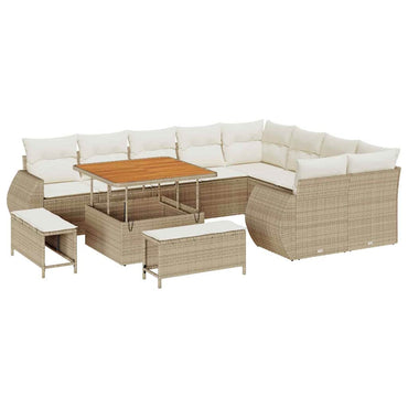 vidaXL Salon de jardin 12 pcs Beige Poly-rotin