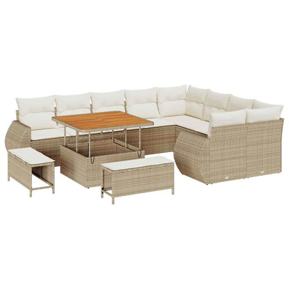 vidaXL Salon de jardin 12 pcs Beige Poly-rotin