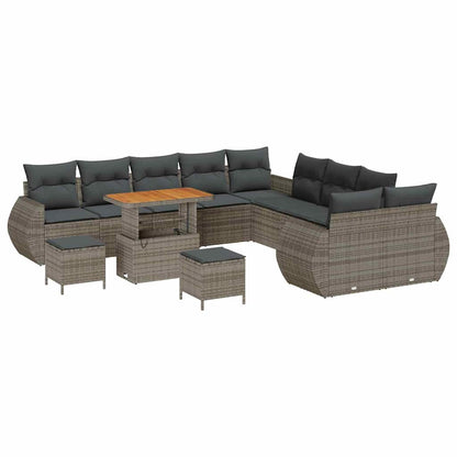 Gartensofa-set 13 pcs Grau Poly-Rattan