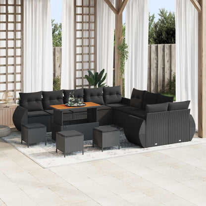 Gartensofa-set 14 pcs Schwarz Poly-Rattan
