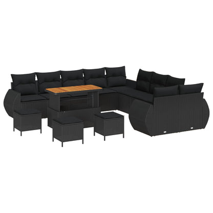 Gartensofa-set 14 pcs Schwarz Poly-Rattan