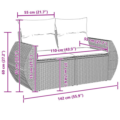 Gartensofa-set 14 pcs Schwarz Poly-Rattan