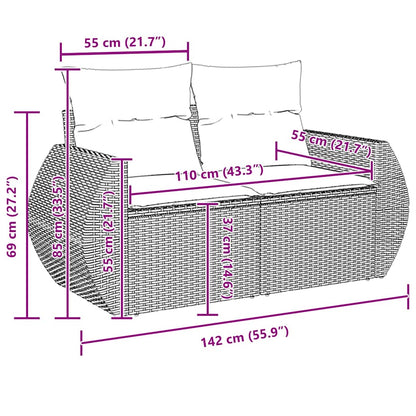 Gartensofa-set 14 pcs Schwarz Poly-Rattan