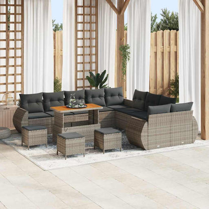 Gartensofa-set 14 pcs Grau Poly-Rattan