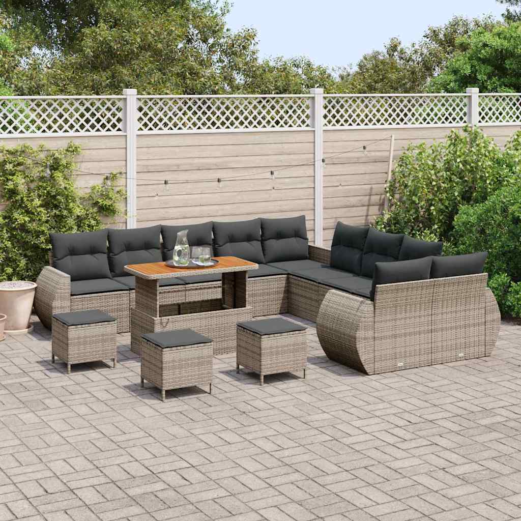 Gartensofa-set 14 pcs Grau Poly-Rattan