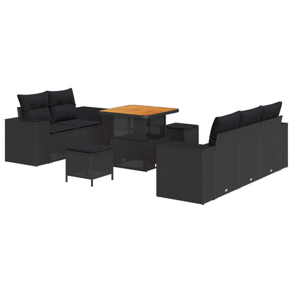 Gartensofa-set 8 pcs Schwarz Poly-Rattan