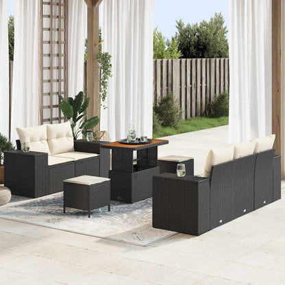 Gartensofa-set 8 pcs Schwarz Poly-Rattan