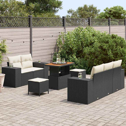 Gartensofa-set 8 pcs Schwarz Poly-Rattan