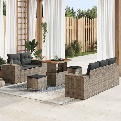 Gartensofa-set 8 pcs Grau Poly-Rattan