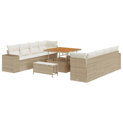 vidaXL Ensemble de canapés de jardin avec coussins 11 pcs Beige Résine tressée