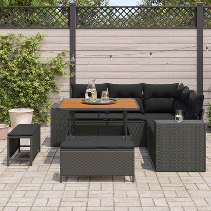 Gartensofa-set mit Kissen 8 pcs Schwarz Poly-Rattan