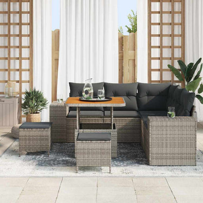 Gartensofa-set mit Kissen 8 pcs Grau Poly-Rattan