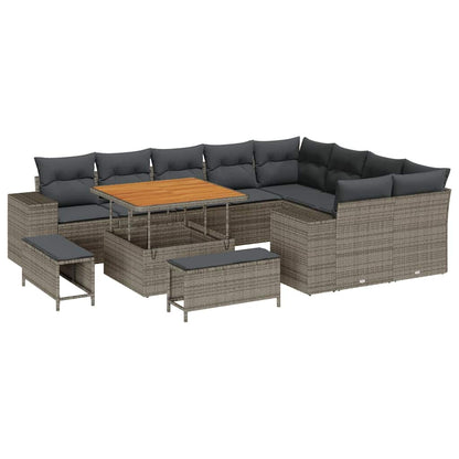 Gartensofa-set mit Kissen 12 pcs Grau Poly-Rattan