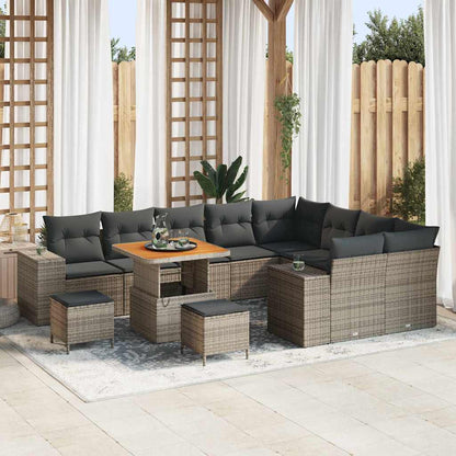 Gartensofa-set mit Kissen 12 pcs Grau Poly-Rattan