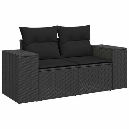 Gartensofa-set mit Kissen 13 pcs Schwarz Poly-Rattan