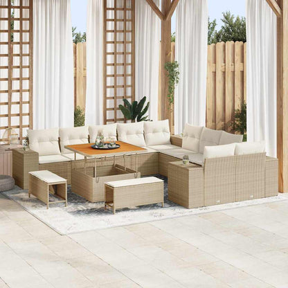 vidaXL Ensemble de canapés de jardin avec coussins 13 pcs Beige résine tressée
