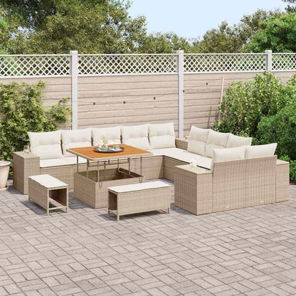 vidaXL Ensemble de canapés de jardin avec coussins 13 pcs Beige résine tressée