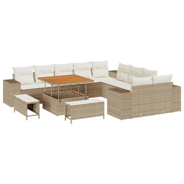 vidaXL Ensemble de canapés de jardin avec coussins 13 pcs Beige résine tressée