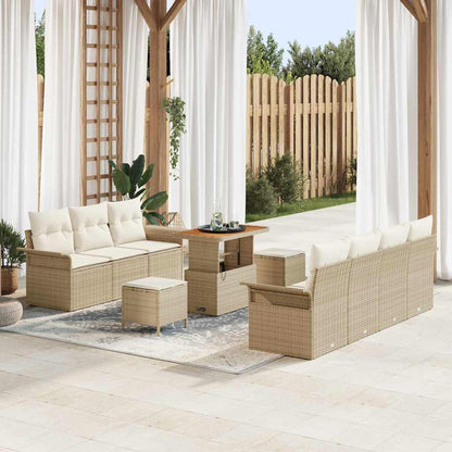 vidaXL Salon de jardin avec coussins 10 pcs Beige résine tressée