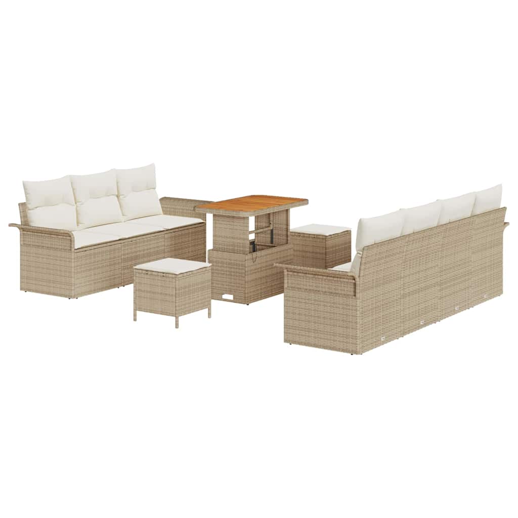 vidaXL Salon de jardin avec coussins 10 pcs Beige résine tressée