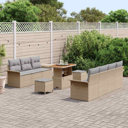vidaXL Salon de jardin avec coussins 10 pcs Beige résine tressée