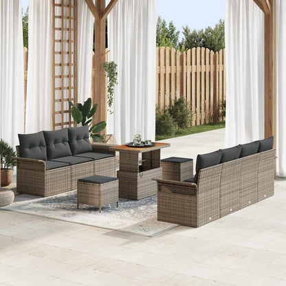 Gartensofa-set mit Kissen 10 pcs Grau Poly-Rattan