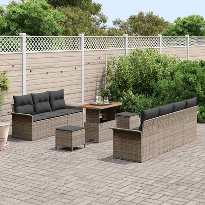 Gartensofa-set mit Kissen 10 pcs Grau Poly-Rattan
