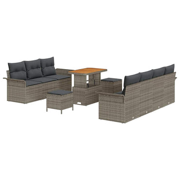 vidaXL Salon de jardin avec coussins 10 pcs Gris résine tressée