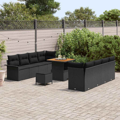 vidaXL Ensemble de canapés de jardin avec coussins 11 pcs Noir Résine tressée