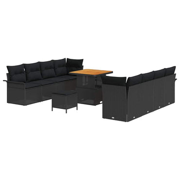 vidaXL Ensemble de canapés de jardin avec coussins 11 pcs Noir Résine tressée