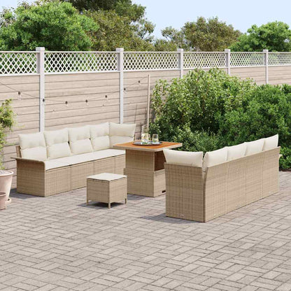 Gartensofa-set mit Kissen 11 pcs Beige Poly-Rattan