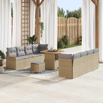 vidaXL Salon de jardin avec coussins 11 pcs Beige Résine tressée