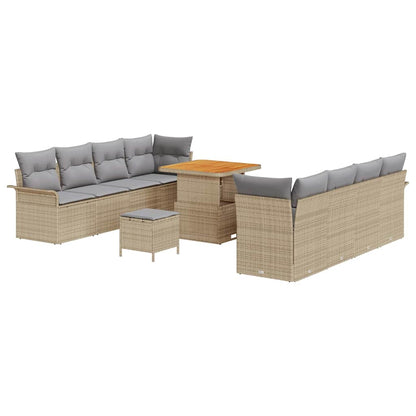 vidaXL Salon de jardin avec coussins 11 pcs Beige Résine tressée