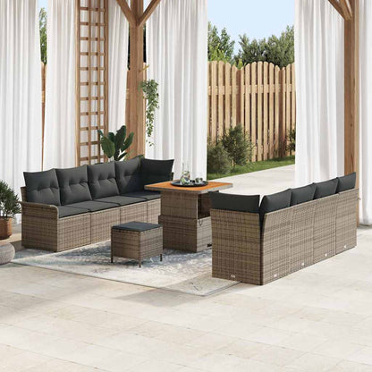vidaXL Salon de jardin avec coussins 11 pcs Gris résine tressée