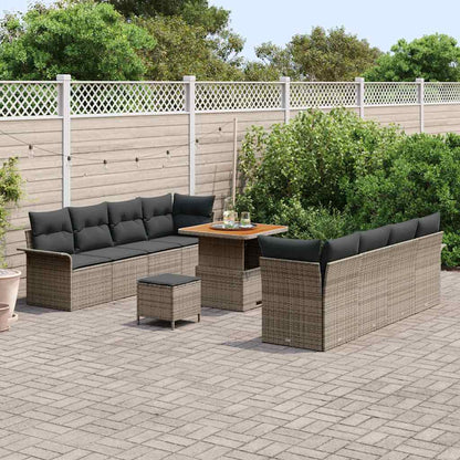 vidaXL Salon de jardin avec coussins 11 pcs Gris résine tressée