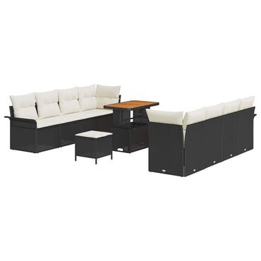 vidaXL Ensemble de canapés de jardin avec coussins 11 pcs Noir Résine tressée