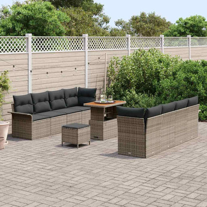 Gartensofa-set mit Kissen 11 pcs Grau Poly-Rattan